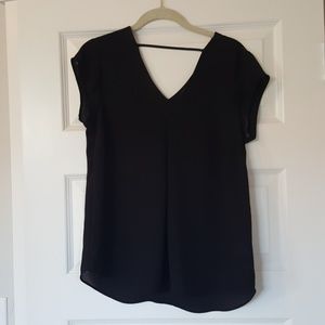 Black V-neck blouse